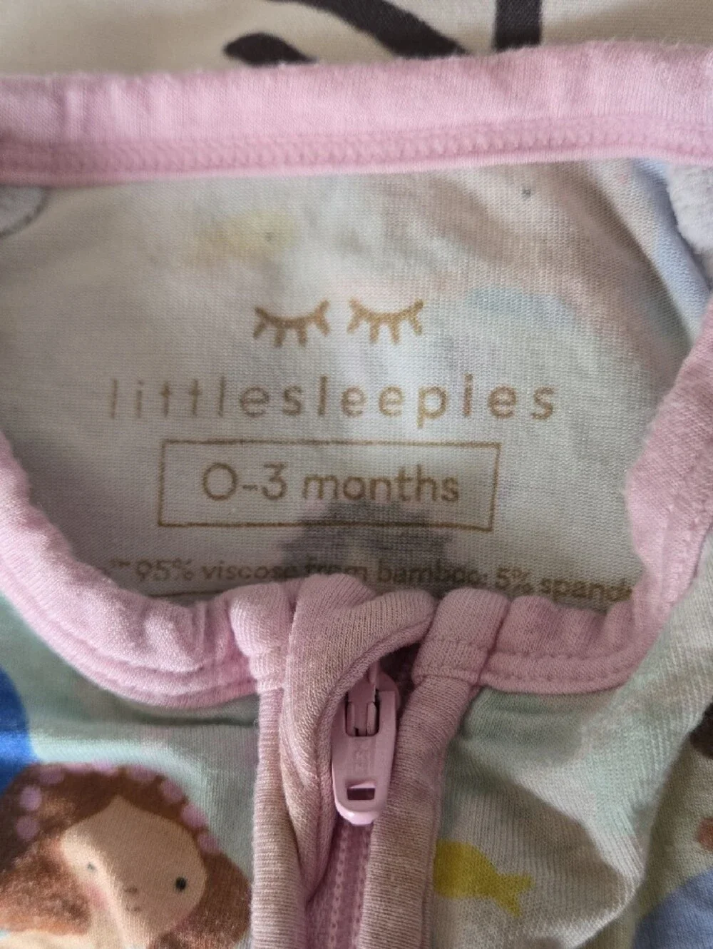 4 For $20 Little Sleepies Pastel Mermaid Print Footie Pajamas with Pink Trim